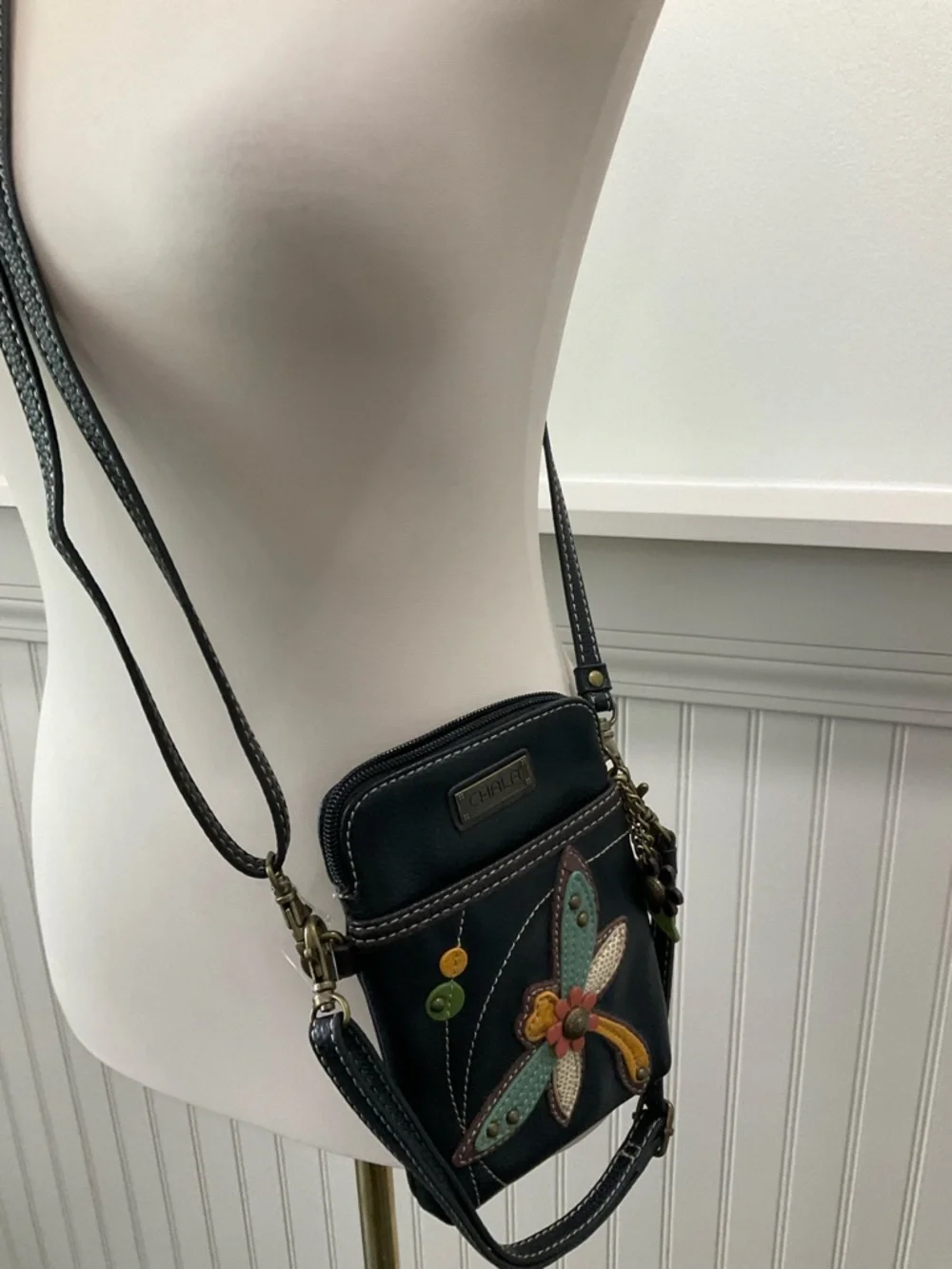 Chala Dragonfly Mini Crossbody Bag Black Brown Boho Cute Small Purse - Picture 5 of 5